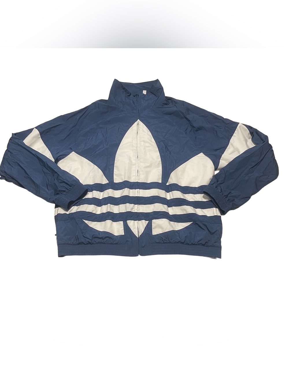 adidas Men’s Navy Blue and White Trefoil Windbreaker Jacket